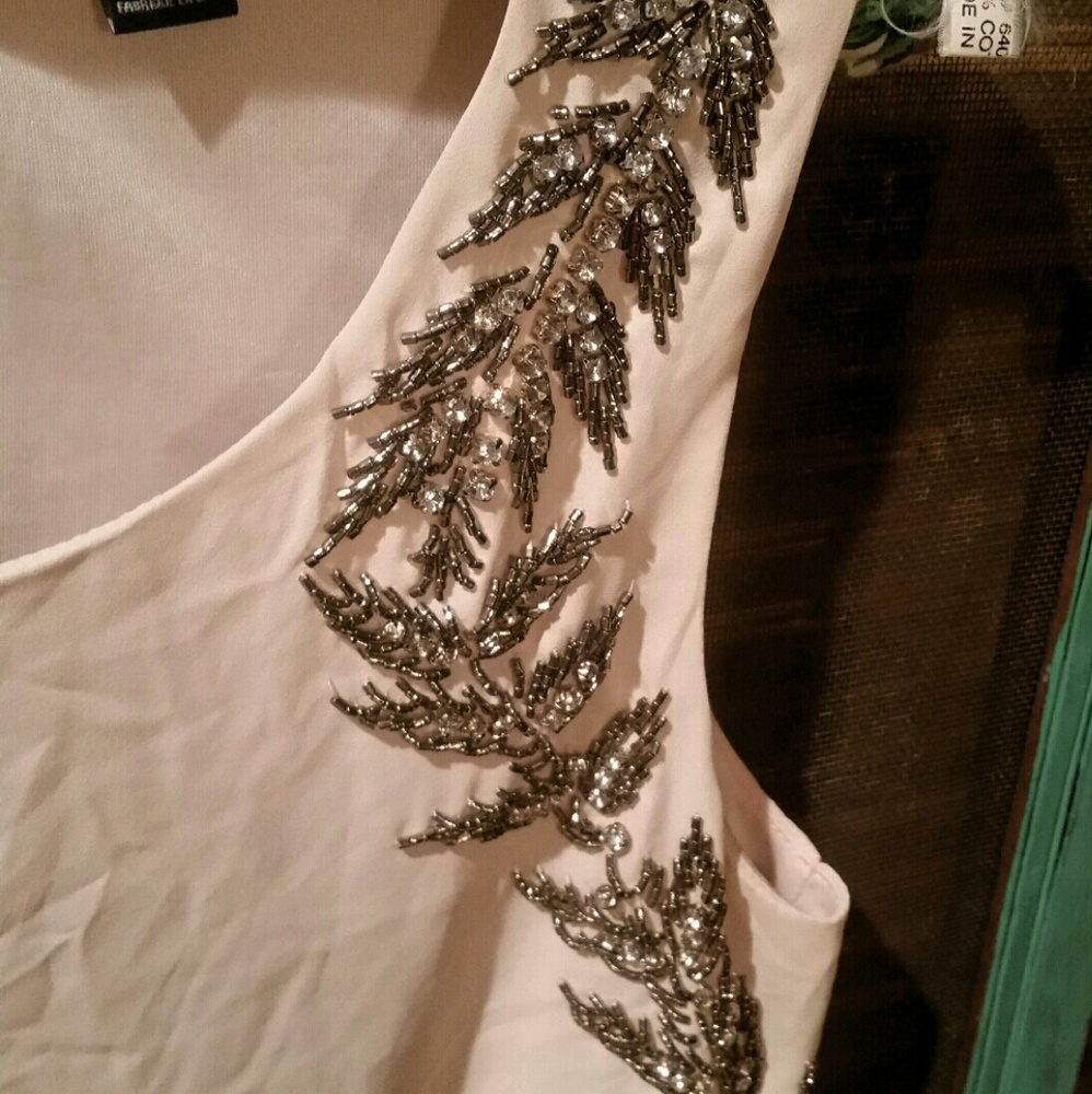 Diamond and Beaded Floral Top